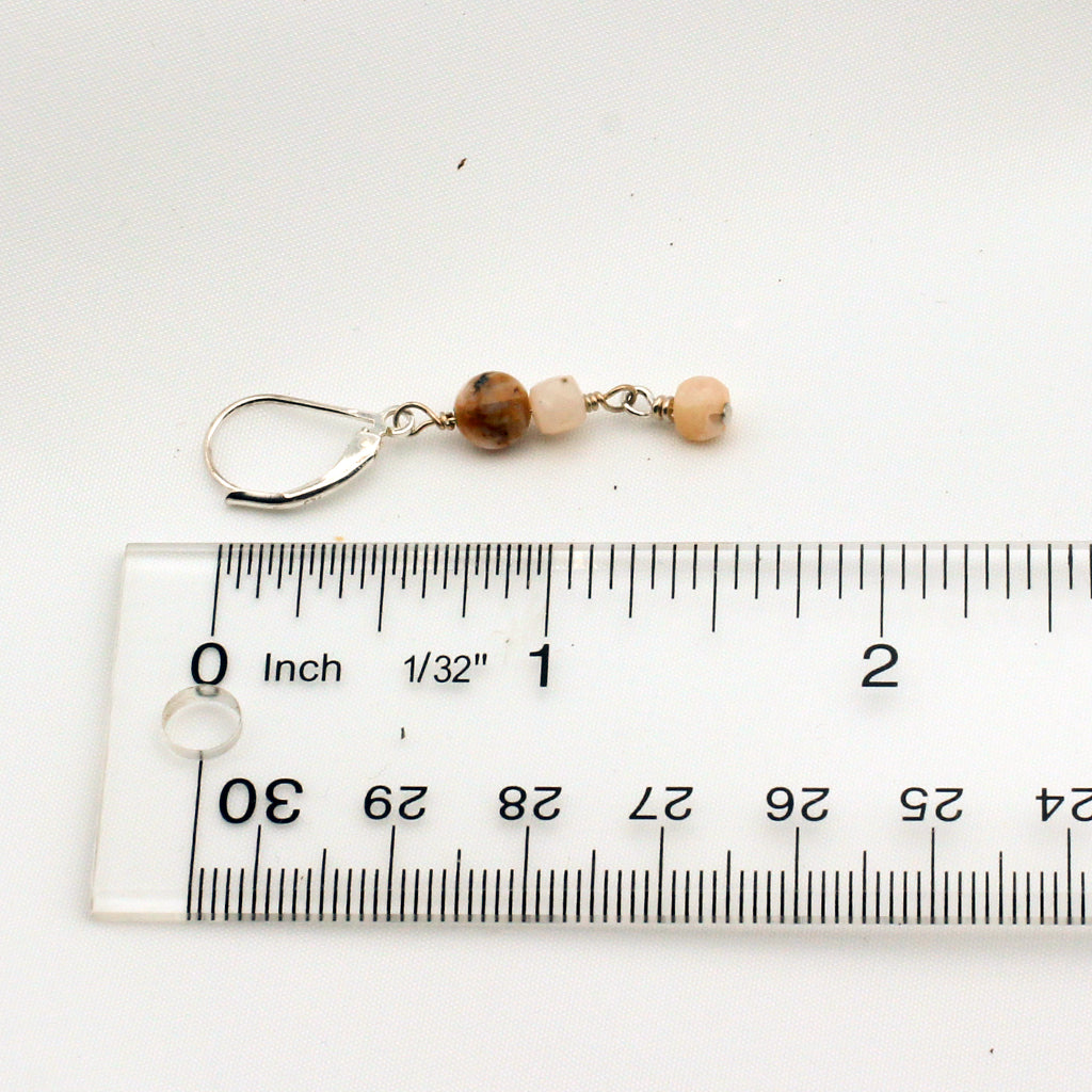 Handmade earrings are designed with Pink Opal Gemstones with sterling silver lever-back style ear-wires.