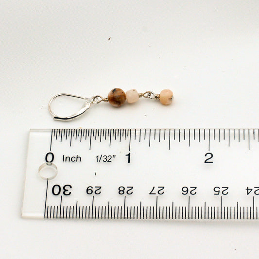 Handmade earrings are designed with Pink Opal Gemstones with sterling silver lever-back style ear-wires.
