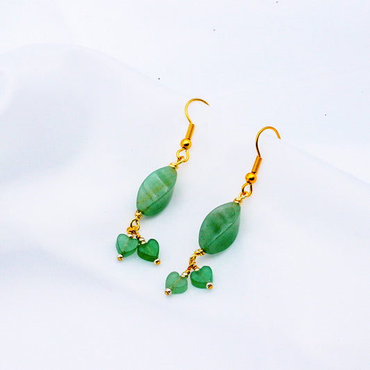 Green Aventurine earrings feature delicate Aventurine hearts that sway gracefully.