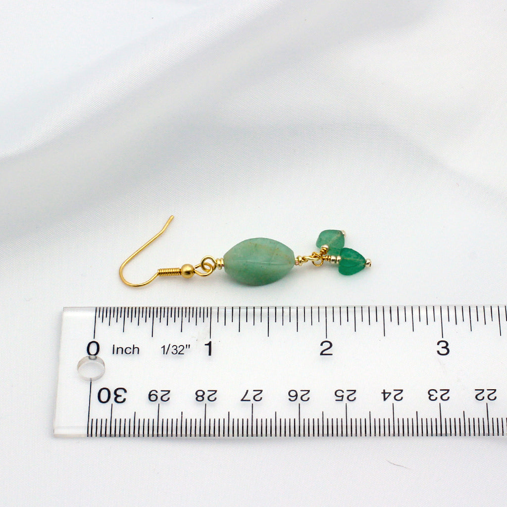 Green Aventurine earrings feature delicate Aventurine hearts that sway gracefully.
