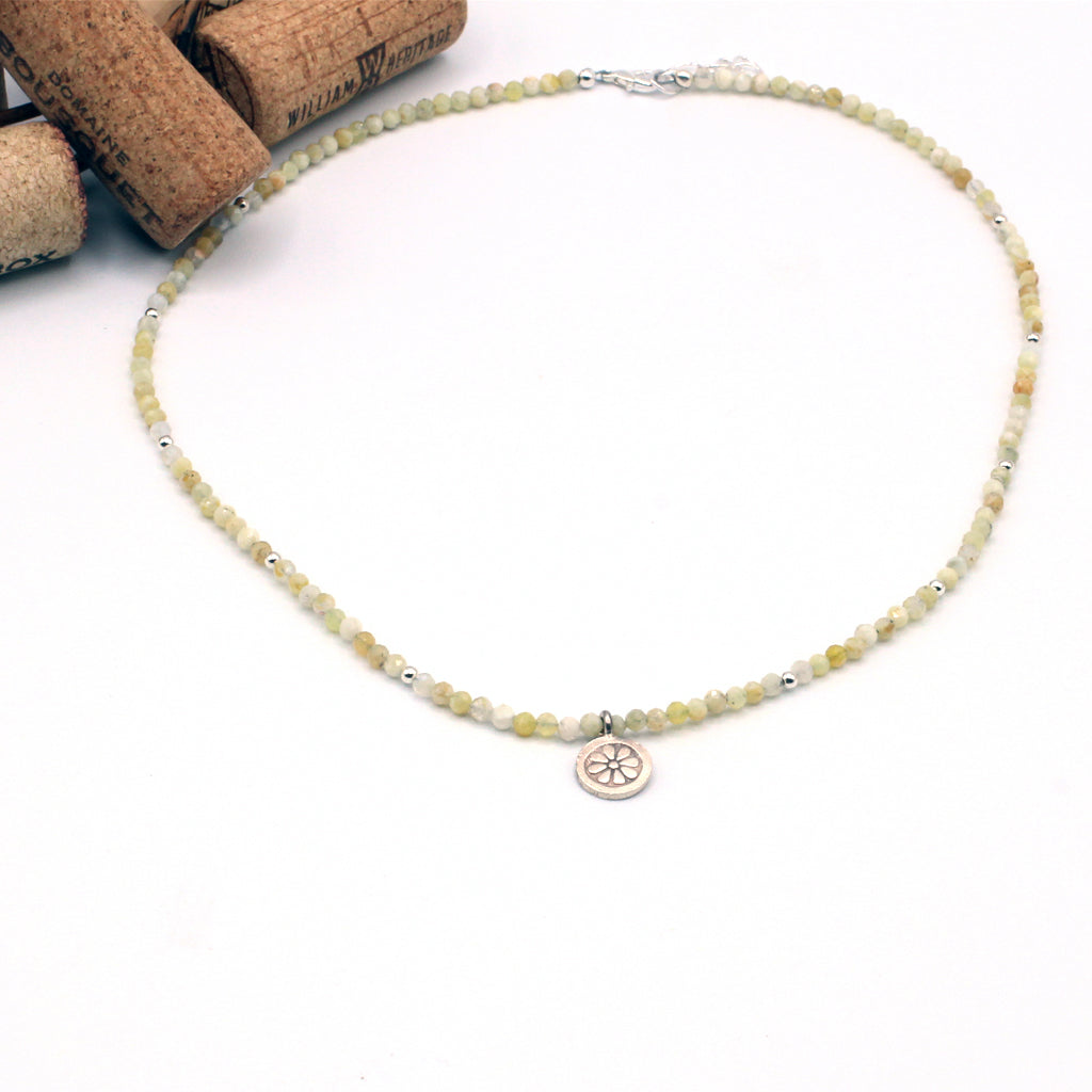 Canary Opal and Sterling Silver Necklace