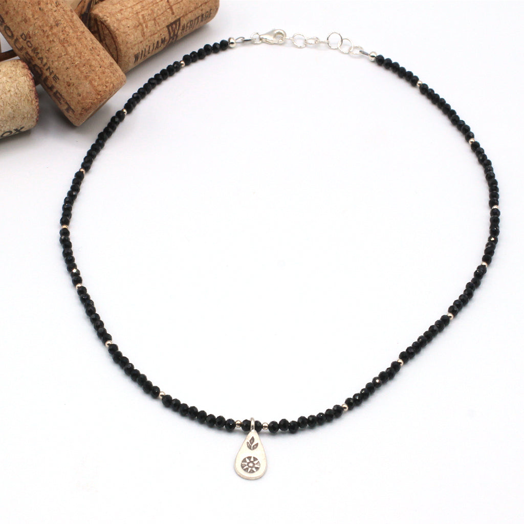 Onyx Gemstone and Sterling Silver Necklace