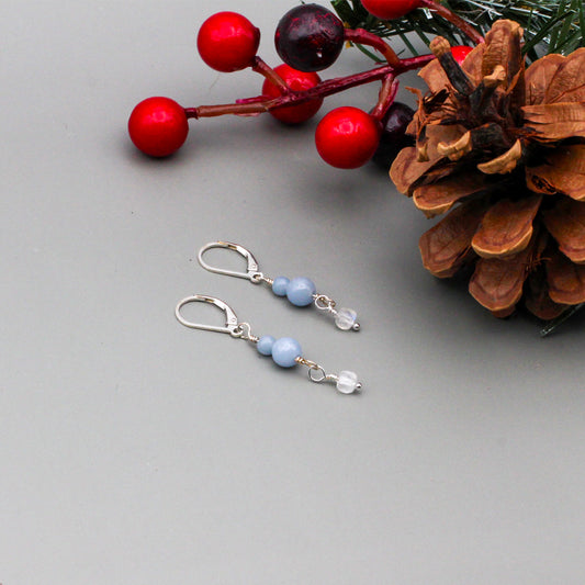 Angelite Gemstone, iridescent Rainbow Moonstones, and high-quality sterling silver components.