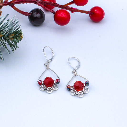 Crystal Fire Polish Faceted Glass Bead add sparkle your outfit. Finished with lever-back ear-wires.
