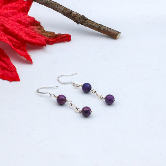 Two Jasper Gemstones, suspended from French hook ear-wires.