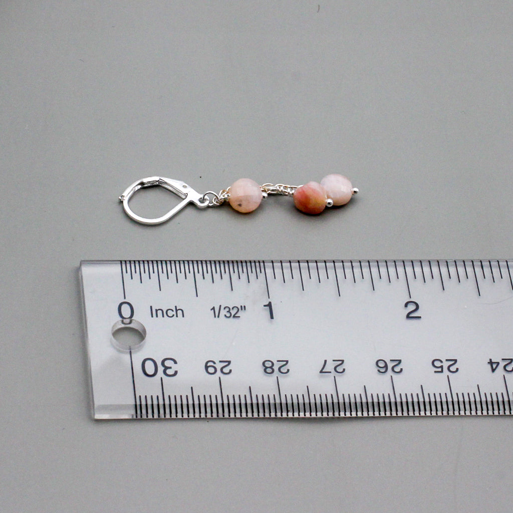 Pink Opal Gemstones and Sterling Silver Lever-back Ear-wires. Every piece of jewelry in our collection is handmade.