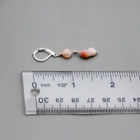 Pink Opal Gemstones and Sterling Silver Lever-back Ear-wires. Every piece of jewelry in our collection is handmade.