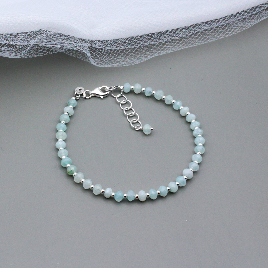 Aquamarine Gemstones set against the sleek backdrop of sterling silver metals. This expertly crafted piece offers a subtle yet sophisticated elegance.