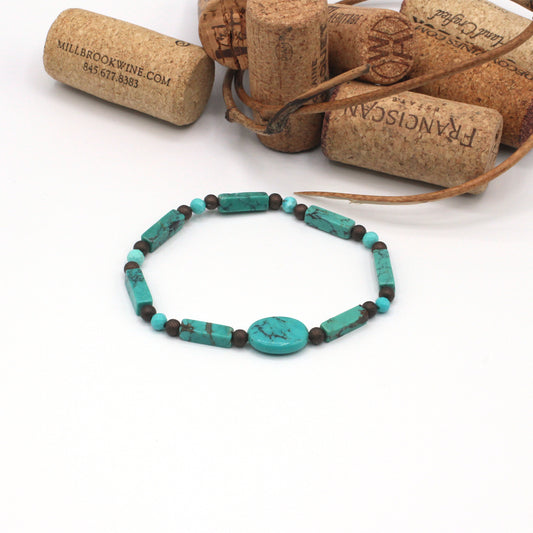 turquoise bracelet with wine corks.