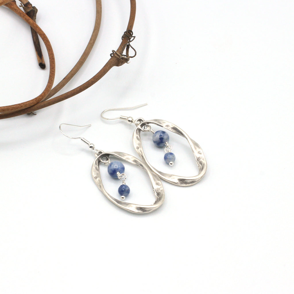 Hoop with Spotstone Gemstone Dangle