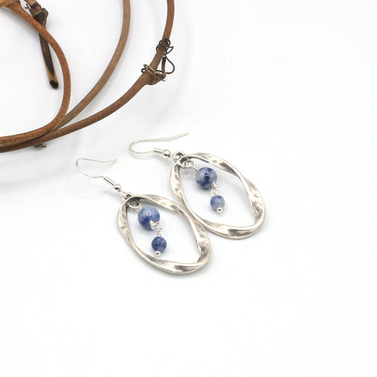 Hoop with Spotstone Gemstone Dangle
