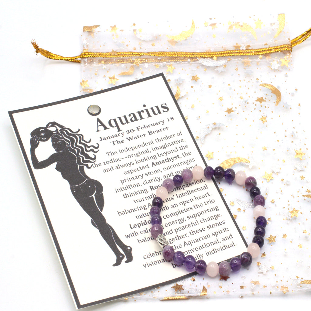 Celebrate the wonderfully individual spirit of Aquarius with a gemstone combination chosen to reflect vision, originality, and an open heart. 