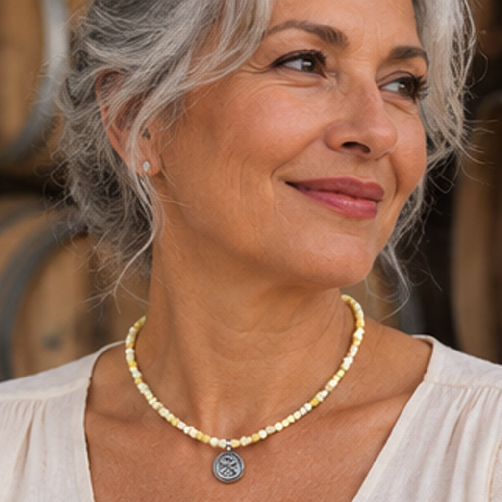 Canary Opal and Sterling Silver Necklace