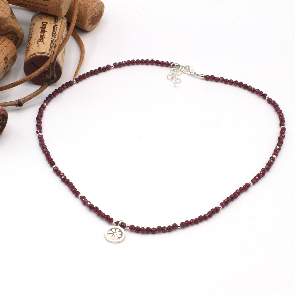 Garnet Gemstone and Sterling Silver Necklace