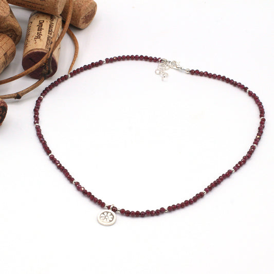Garnet Gemstone and Sterling Silver Necklace