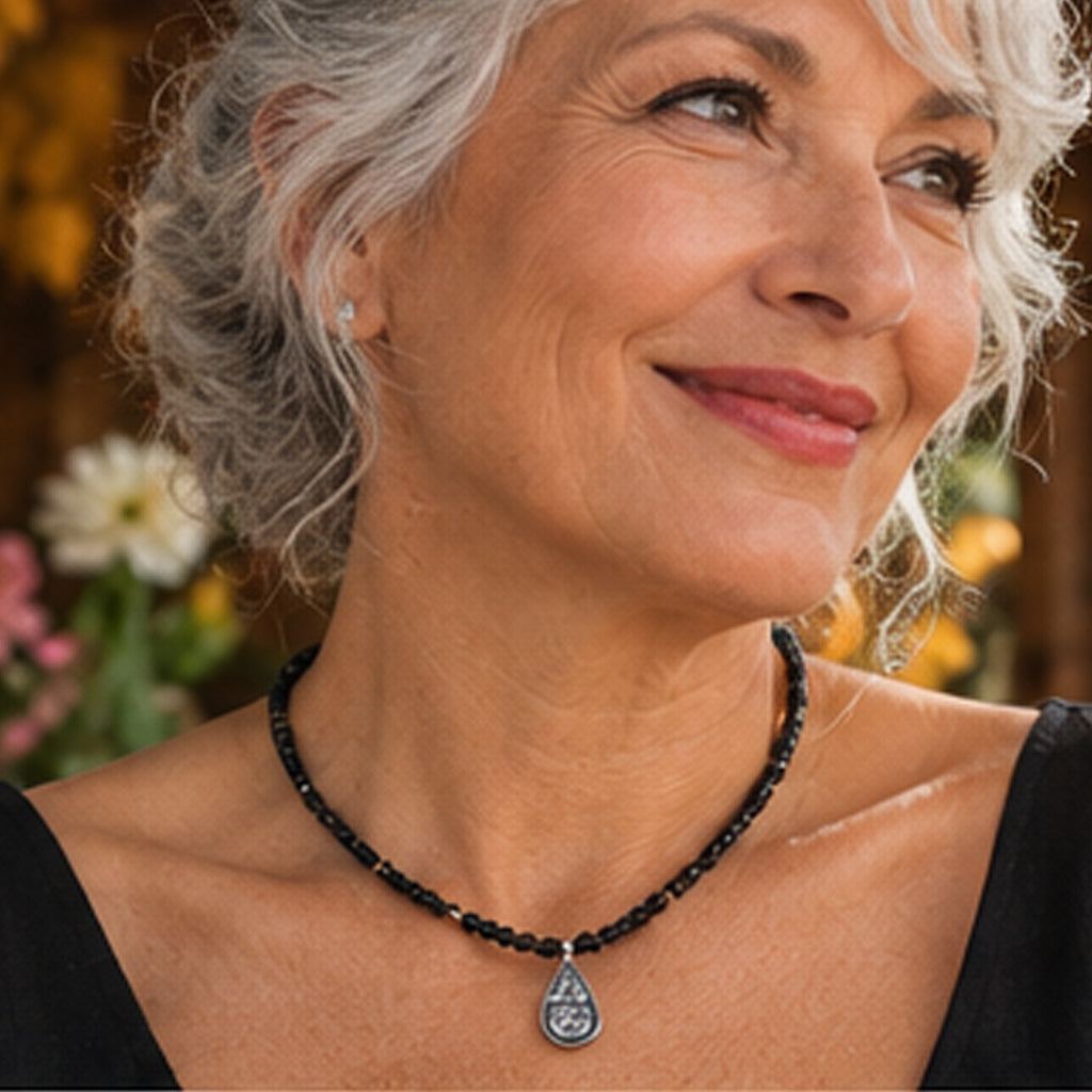 Onyx Gemstone and Sterling Silver Necklace