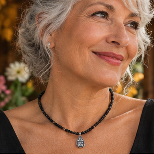 Onyx Gemstone and Sterling Silver Necklace