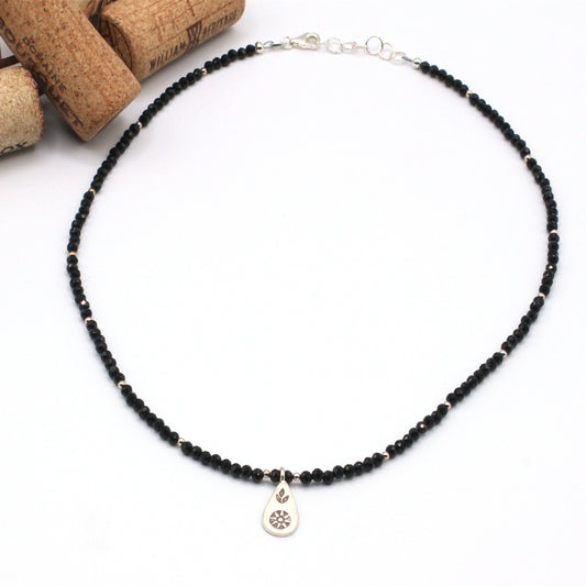 Onyx Gemstone and Sterling Silver Necklace