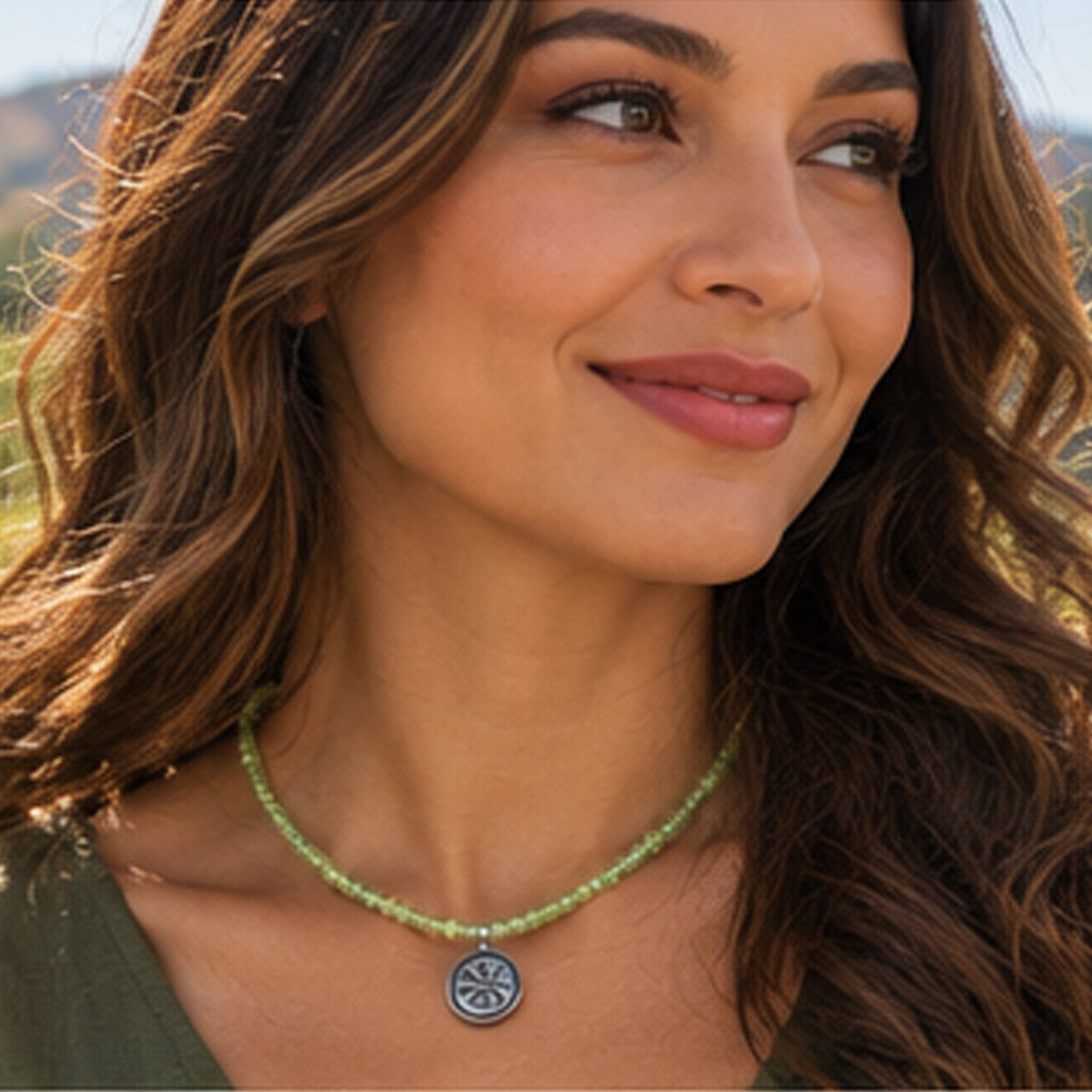 Peridot Gemstone and Sterling Silver Necklace