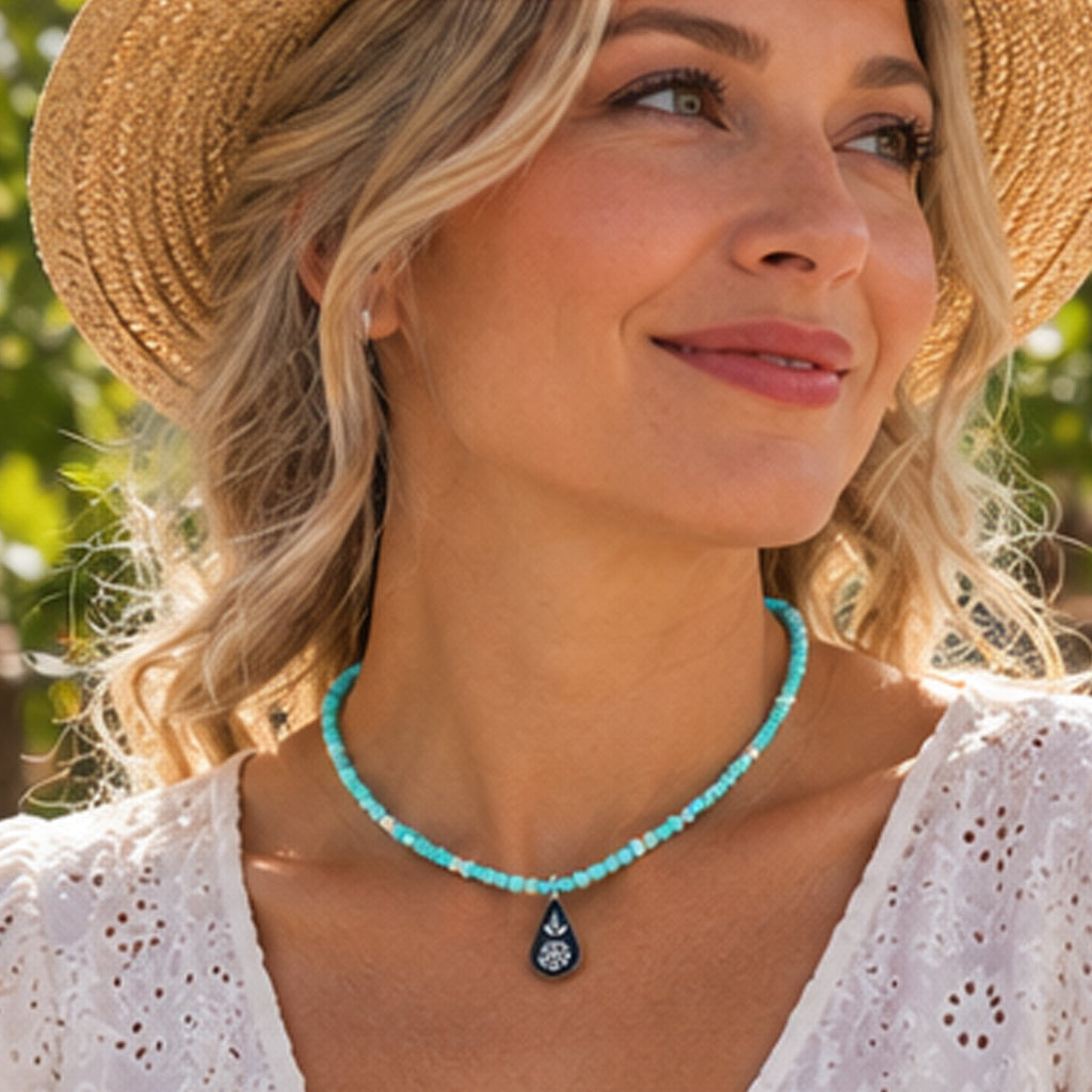 Turquoise Gemstone and Sterling Silver Necklace