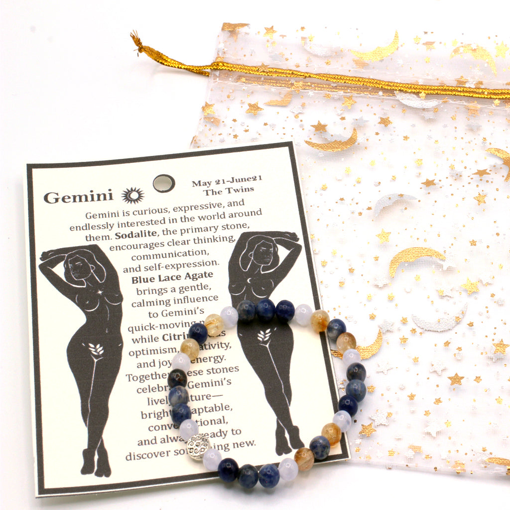 Celebrate the bright and curious spirit of Gemini with gemstones selected to reflect expression, curiosity, and joy.