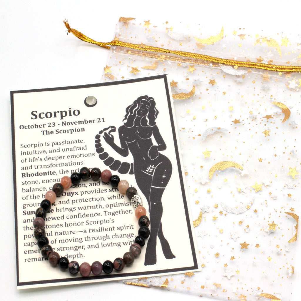 Celebrate the passionate and transformative spirit of Scorpio with gemstones selected to reflect heart, strength, and renewal.